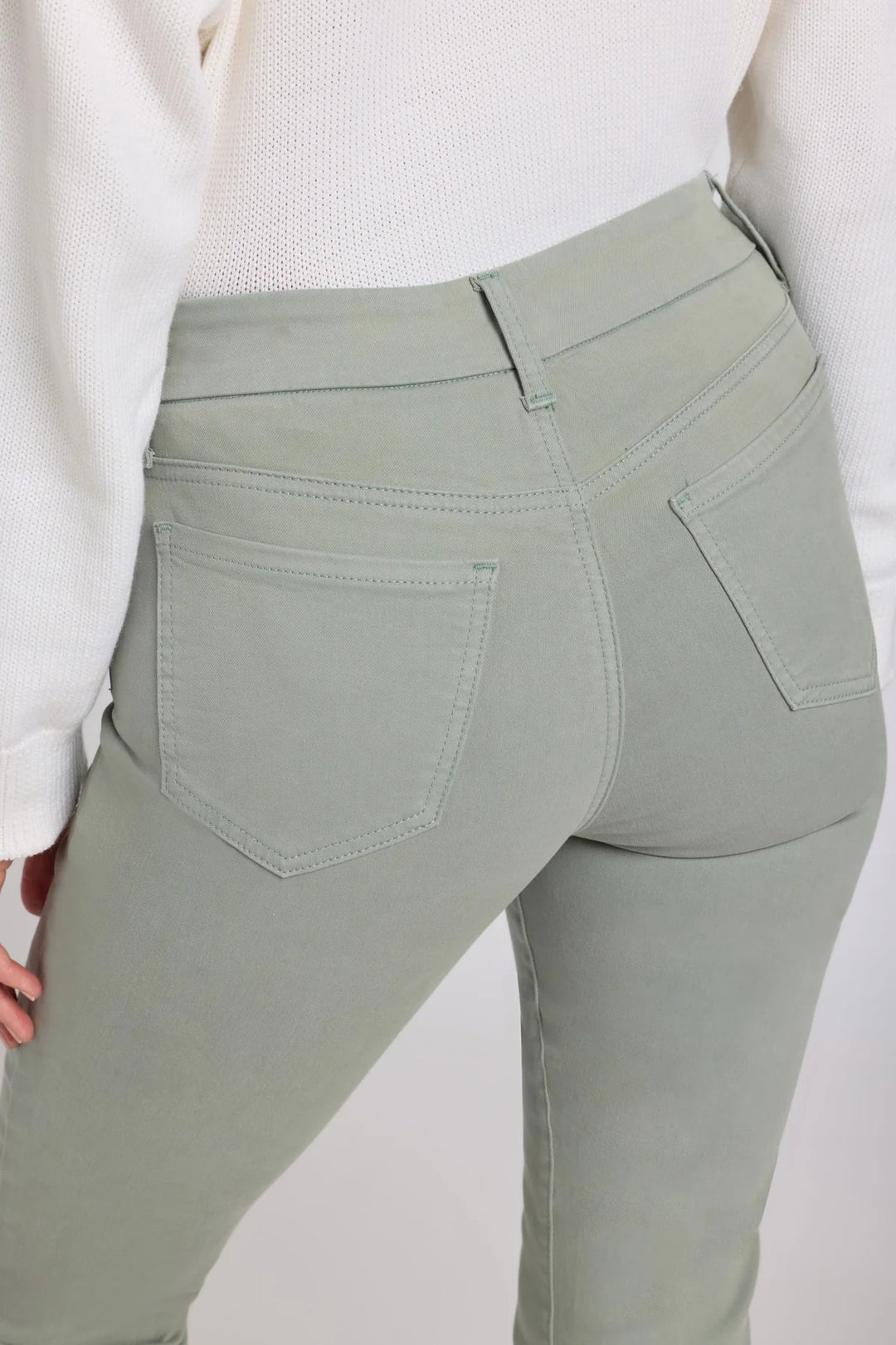 NYDJ Marilyn Mistletoe Green Waist Match Straight Jeans MFOSMS8573