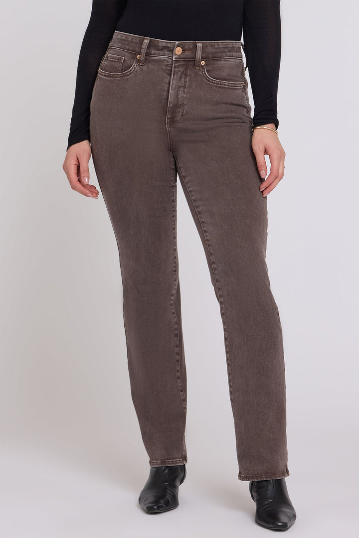 NYDJ Marilyn Retro Espresso Brown High Rise Straight Jeans MPFTMS8811 RTESP, front view
