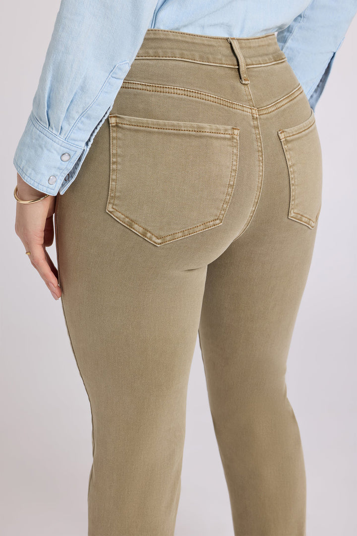 NYDJ Marilyn Retro Travertine Beige High Rise Straight Jeans MPFTMS8811 RTRTA, back pocket detail