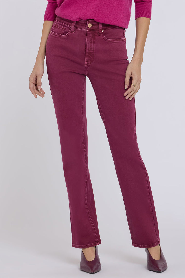 NYDJ Marilyn Retro True Burgundy Red High Rise Straight Jeans MPFTMS8811 RTBRG, front view