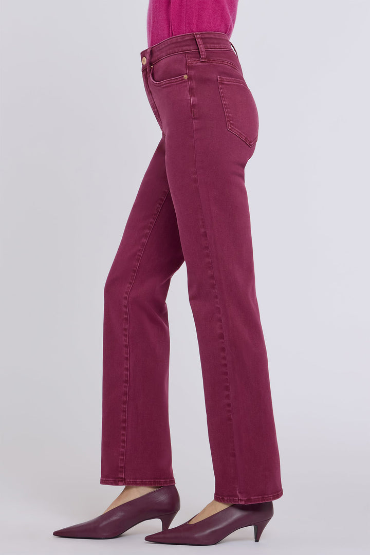 NYDJ Marilyn Retro True Burgundy Red High Rise Straight Jeans MPFTMS8811 RTBRG, side view