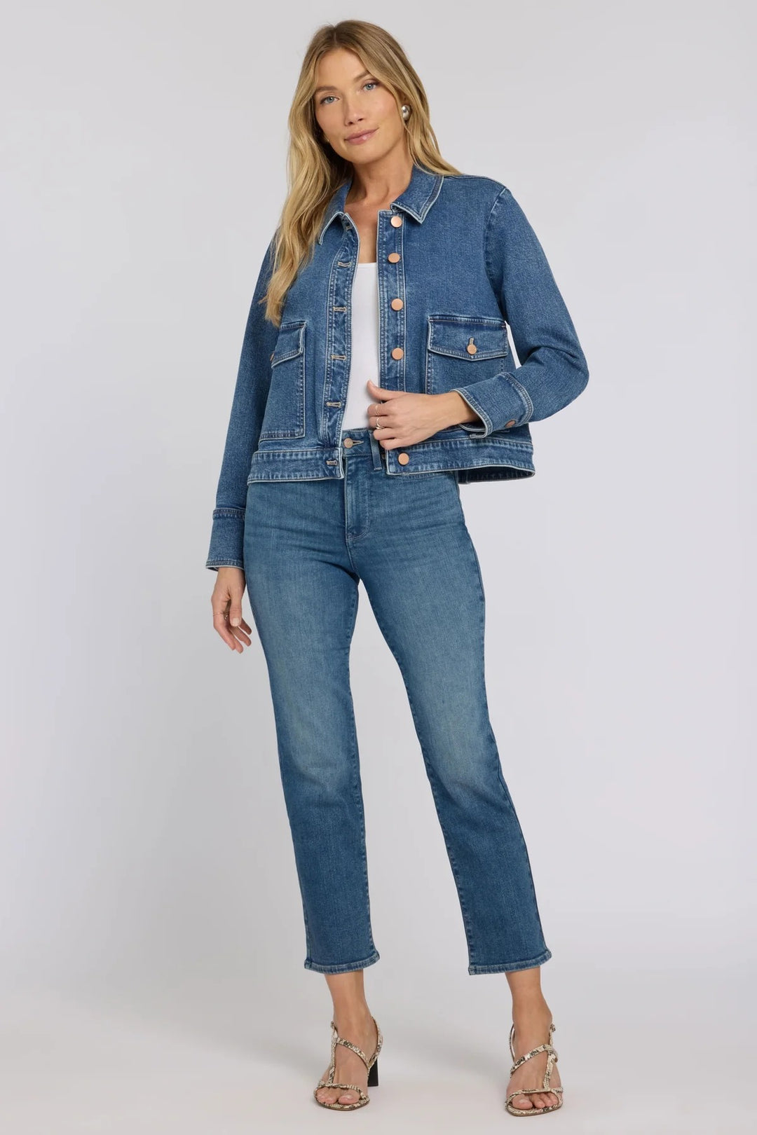 NYDJ MGWR9340 Salton Blue Denim Jacket Oversized Pockets