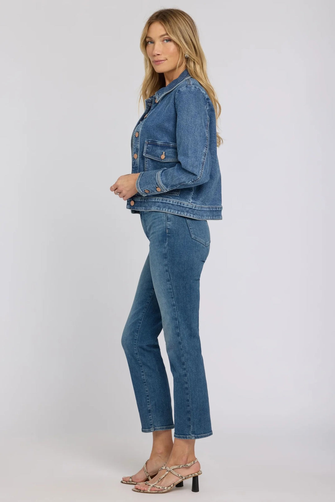 NYDJ MGWR9340 Salton Blue Denim Jacket Oversized Pockets