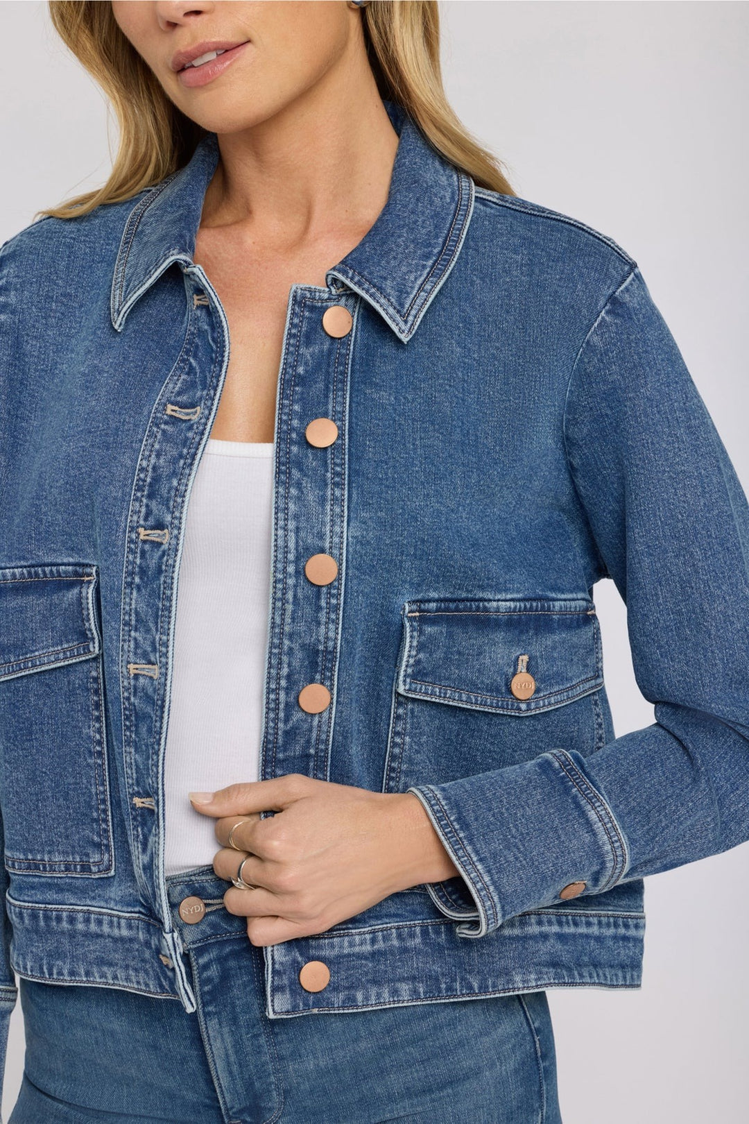 NYDJ MGWR9340 Salton Blue Denim Jacket Oversized Pockets