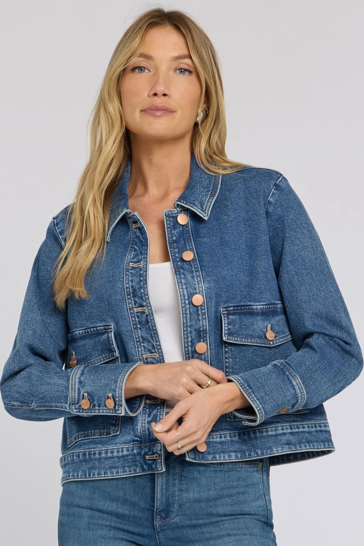 NYDJ MGWR9340 Salton Blue Denim Jacket Oversized Pockets
