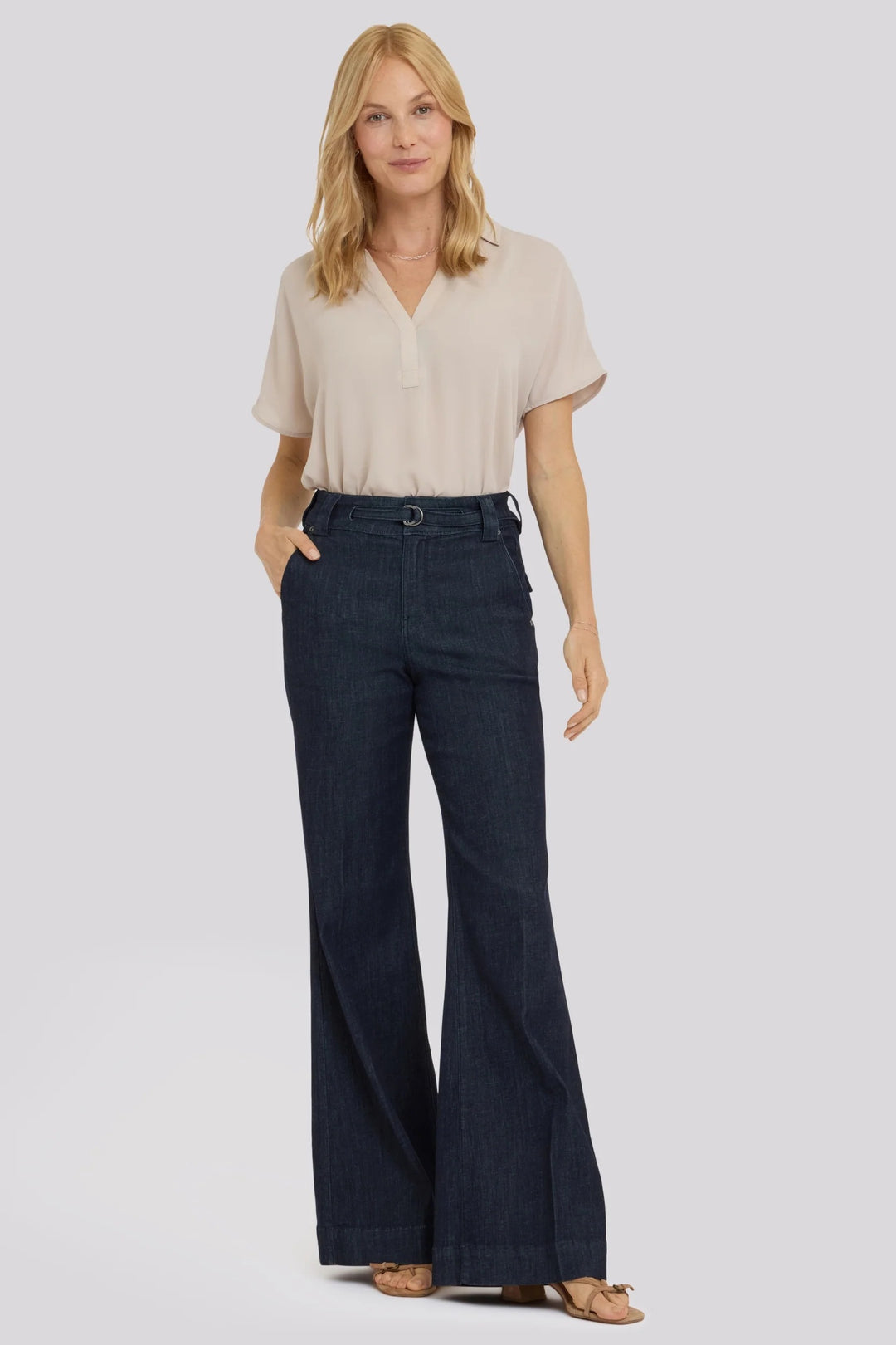 NYDJ MIA Palazzo Dark Blue Rinse High Rise Jeans MDTF9264