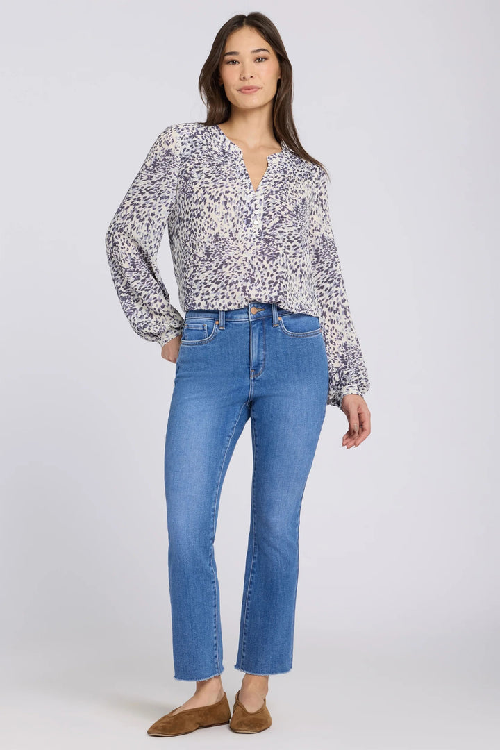 NYDJ MPCD8144 Blue Paradise Billie Mini Boot Ankle Fray Jeans