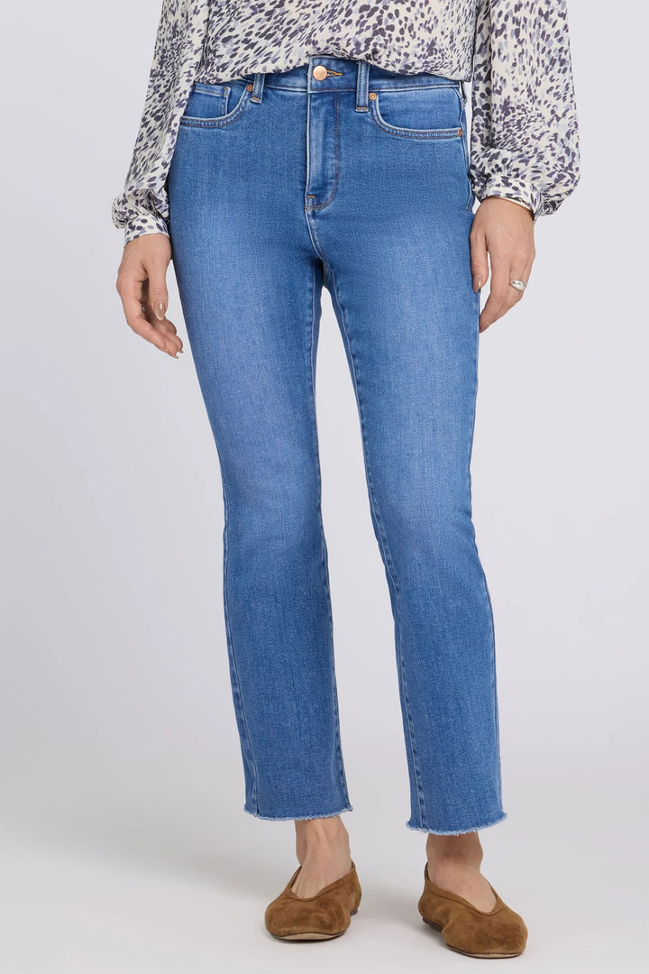 NYDJ MPCD8144 Blue Paradise Billie Mini Boot Ankle Fray Jeans