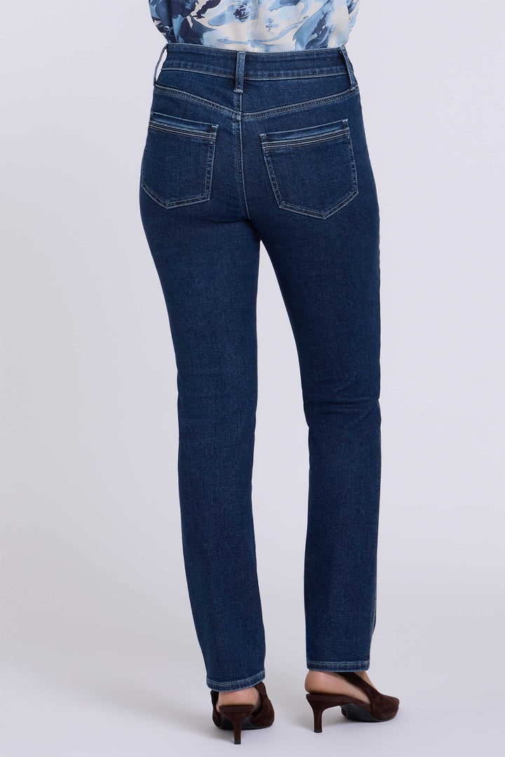 NYDJ Sheri Dark Stone Blue High Rise Slim Straight Jeans MBDDSS9501 DRKST, back view