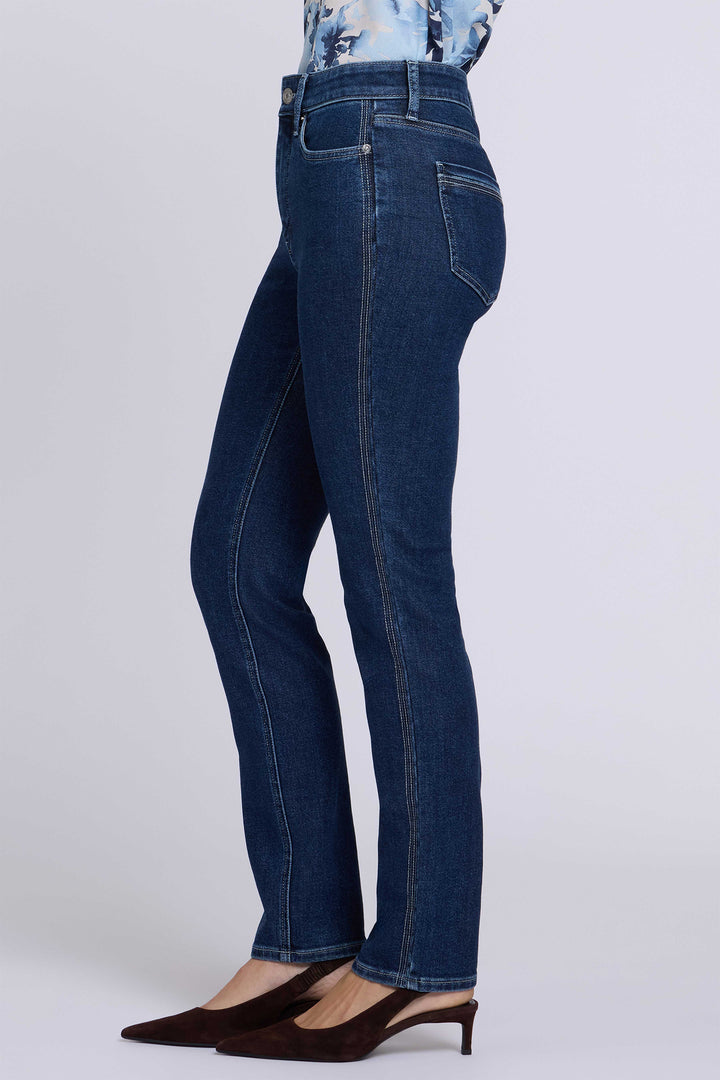 NYDJ Sheri Dark Stone Blue High Rise Slim Straight Jeans MBDDSS9501 DRKST, side view