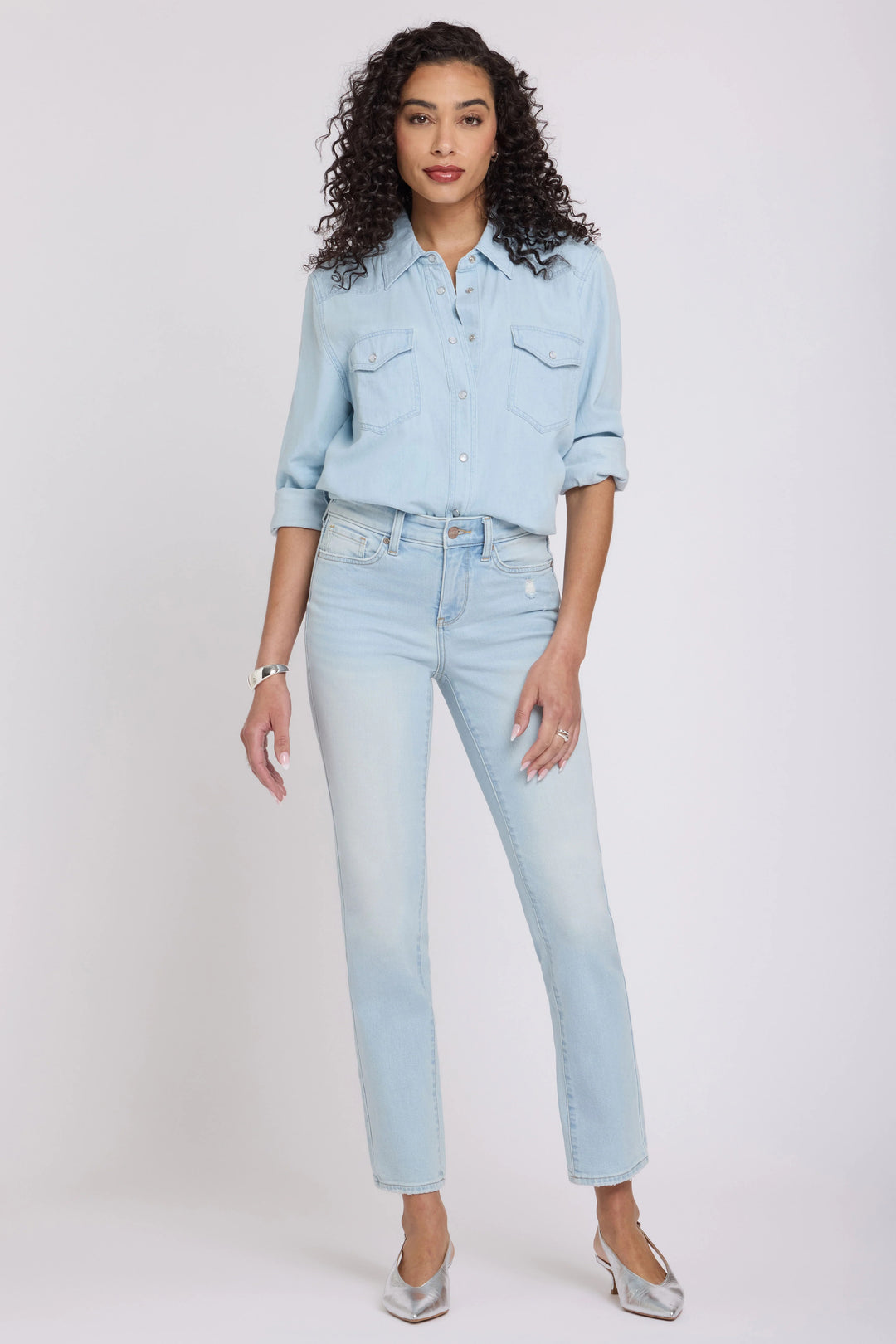 NYDJ Sheri Sky Valley Blue Slim Straight Ankle Jeans MGWRSA2337