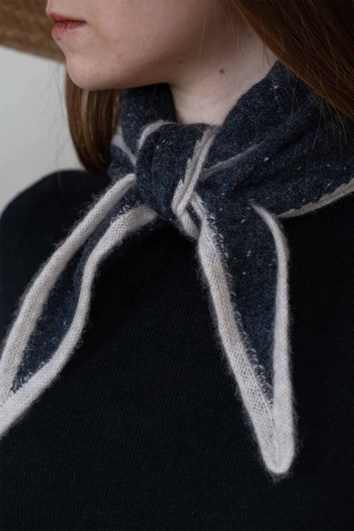 Oats &amp; Rice Austen Charcoal Grey Cashmere Scarf OR25-NS02, knot detail