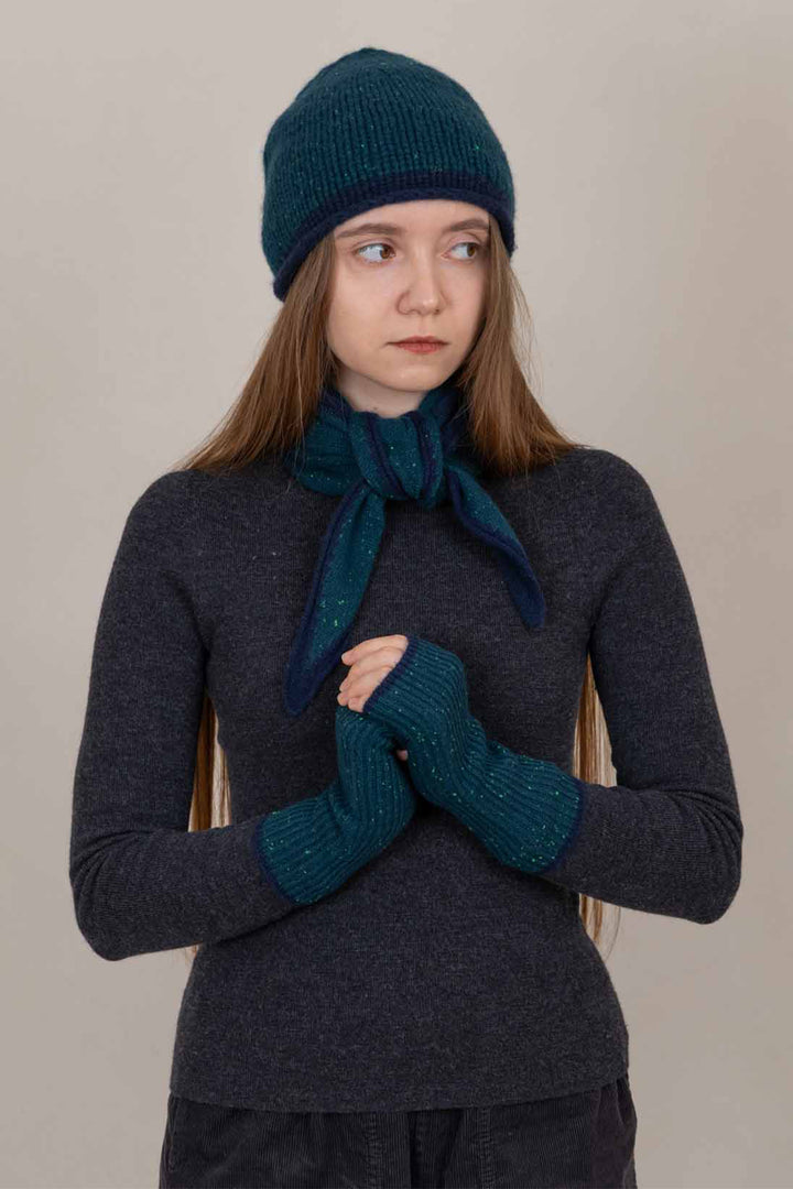 Oats &amp; Rice Austen Pine Green Cashmere Scarf OR25-NS02, full length, styled