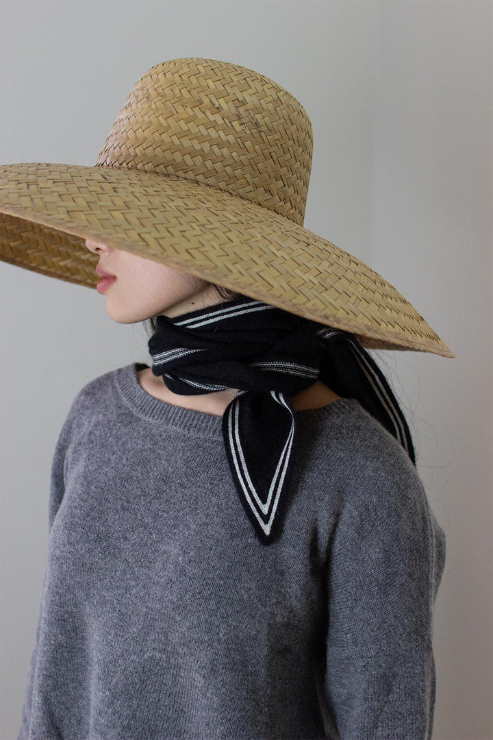 Oats &amp; Rice Bronte Black Cashmere Scarf OR25-NS01, worn, side view