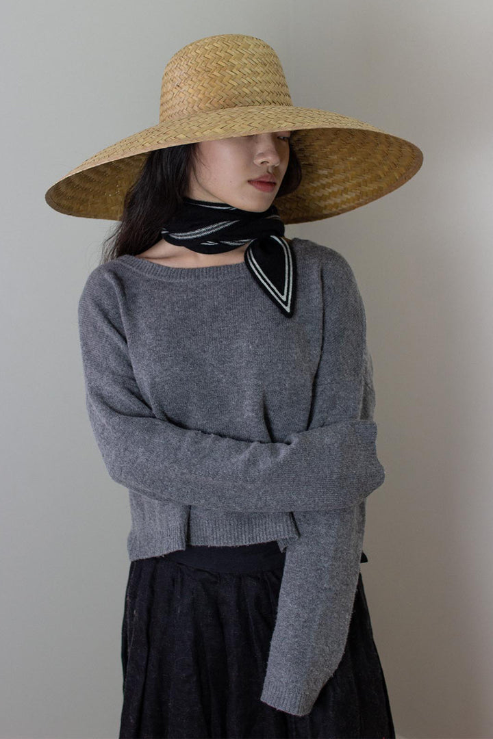 Oats &amp; Rice Bronte Black Cashmere Scarf OR25-NS01, full length