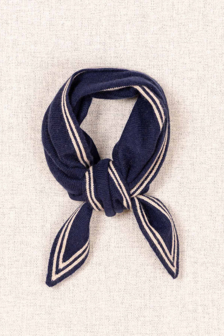 Oats &amp; Rice Bronte Navy Cashmere Scarf OR25-NS01, flat lay