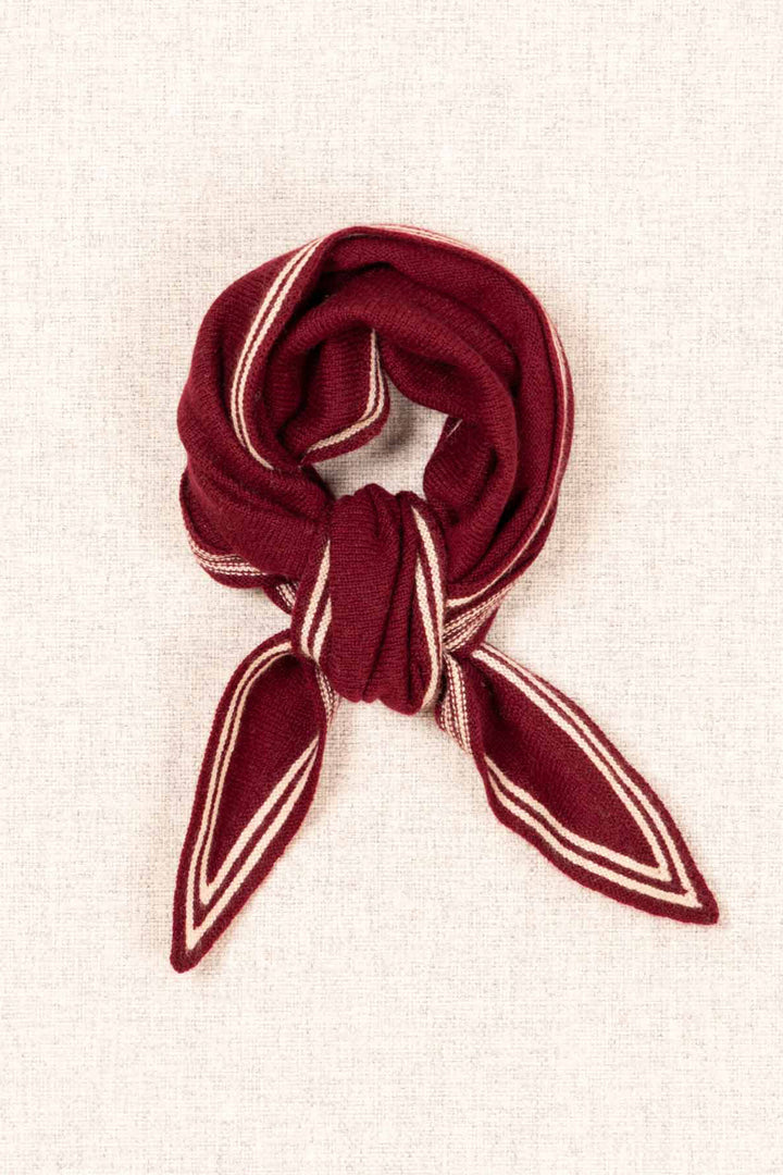Oats &amp; Rice Bronte Wine Red Cashmere Scarf OR25-NS01, flat lay