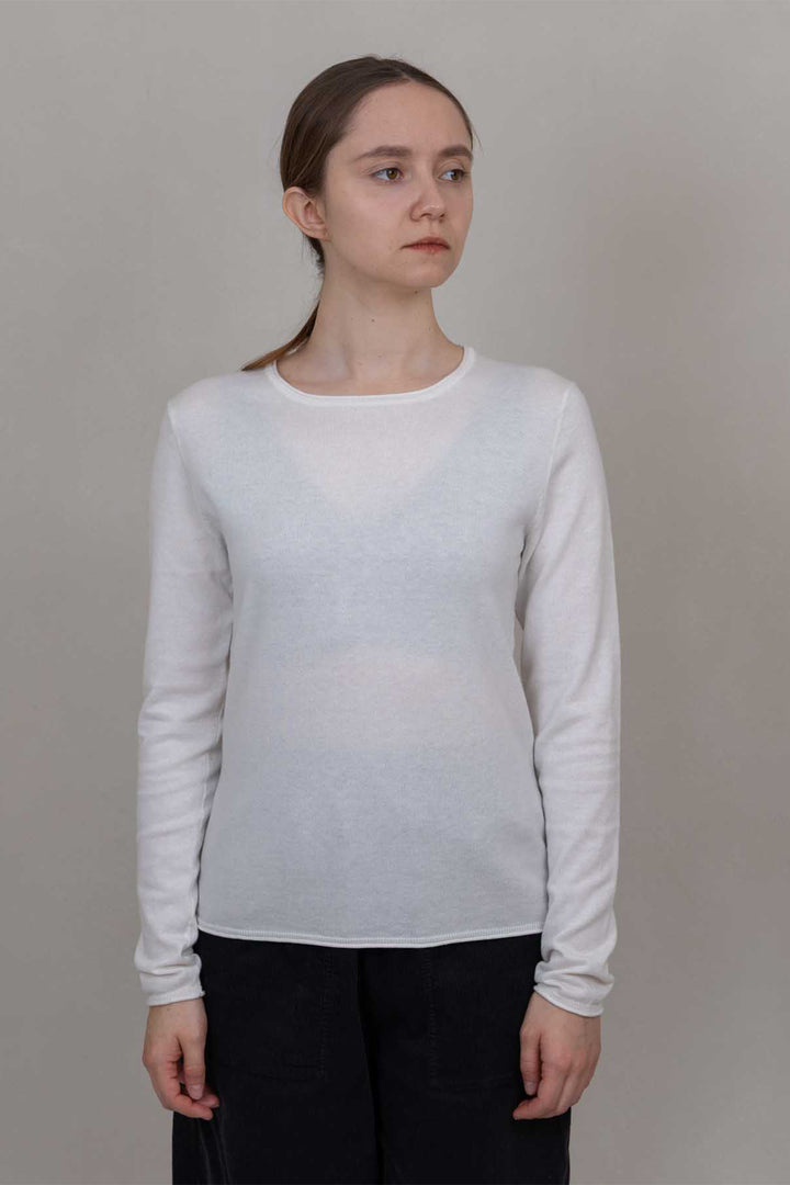 Oats &amp; Rice Elmer Ivory White Cashmere Cotton Top OR26-C04, worn, front view