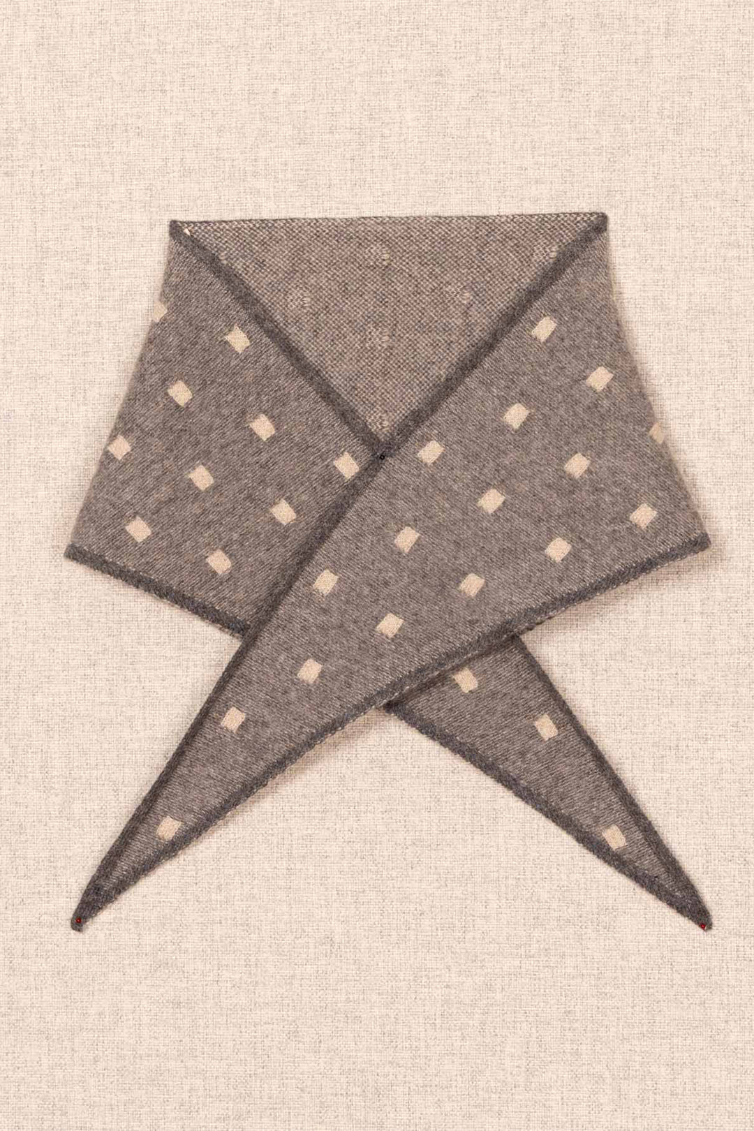 Oats &amp; Rice Mia Grey Cashmere Neckerchief Scarf OR26-NS07, flat lay