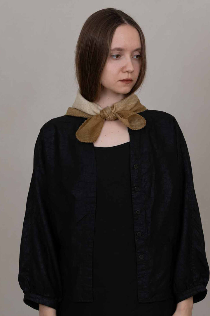 Oats &amp; Rice Muse Butter Yellow Cashmere Foulard Scarf OR26-WNS03, full length