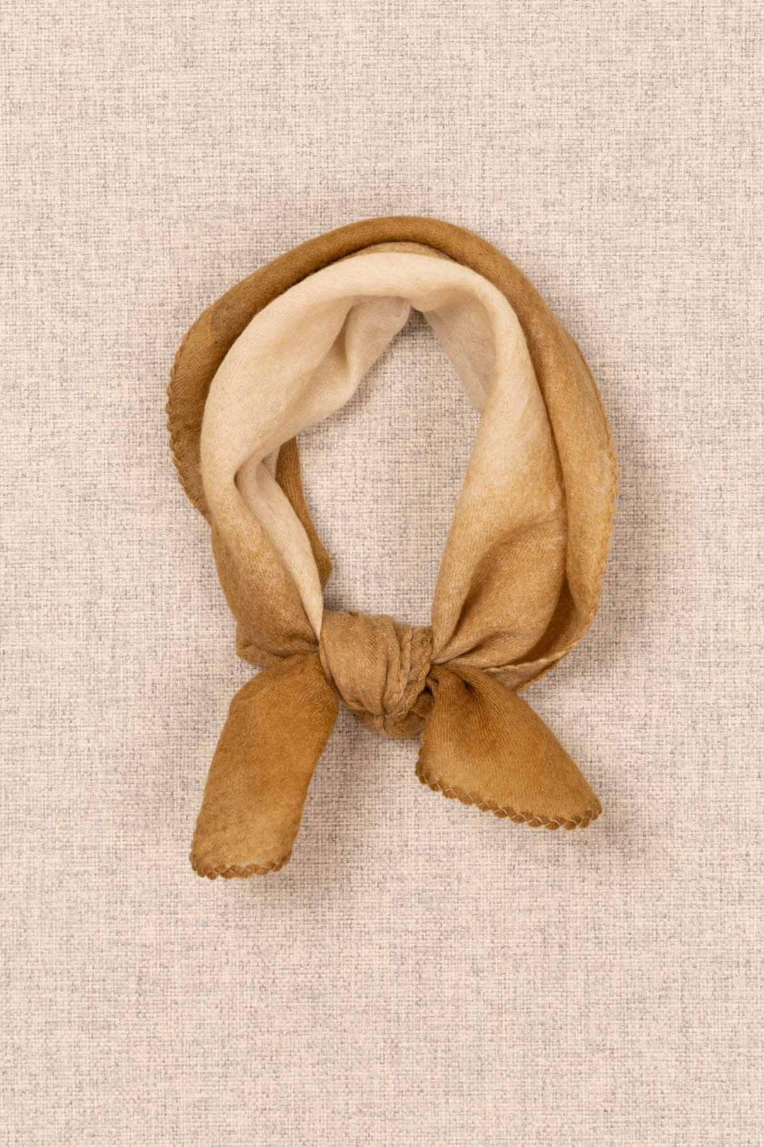 Oats &amp; Rice Muse Butter Yellow Cashmere Foulard Scarf OR26-WNS03, tied flat lay