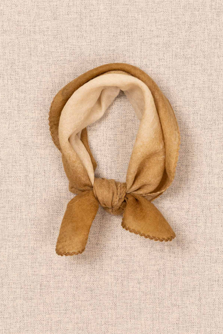 Oats &amp; Rice Muse Butter Yellow Cashmere Foulard Scarf OR26-WNS03, tied flat lay