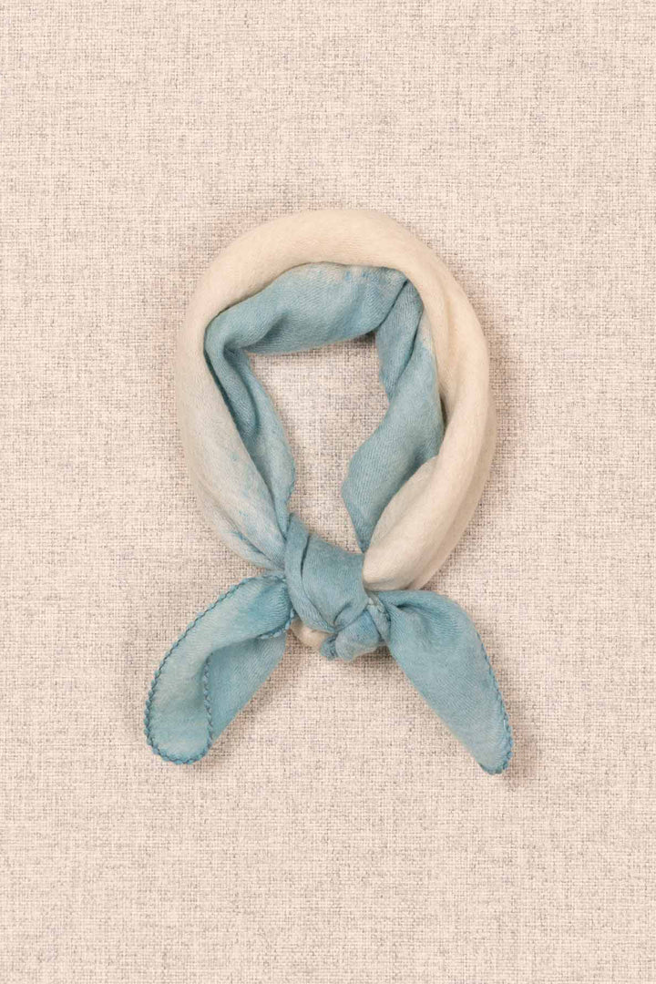 Oats &amp; Rice Muse Mint Blue Cashmere Foulard Scarf OR26-WNS03, tied flat lay