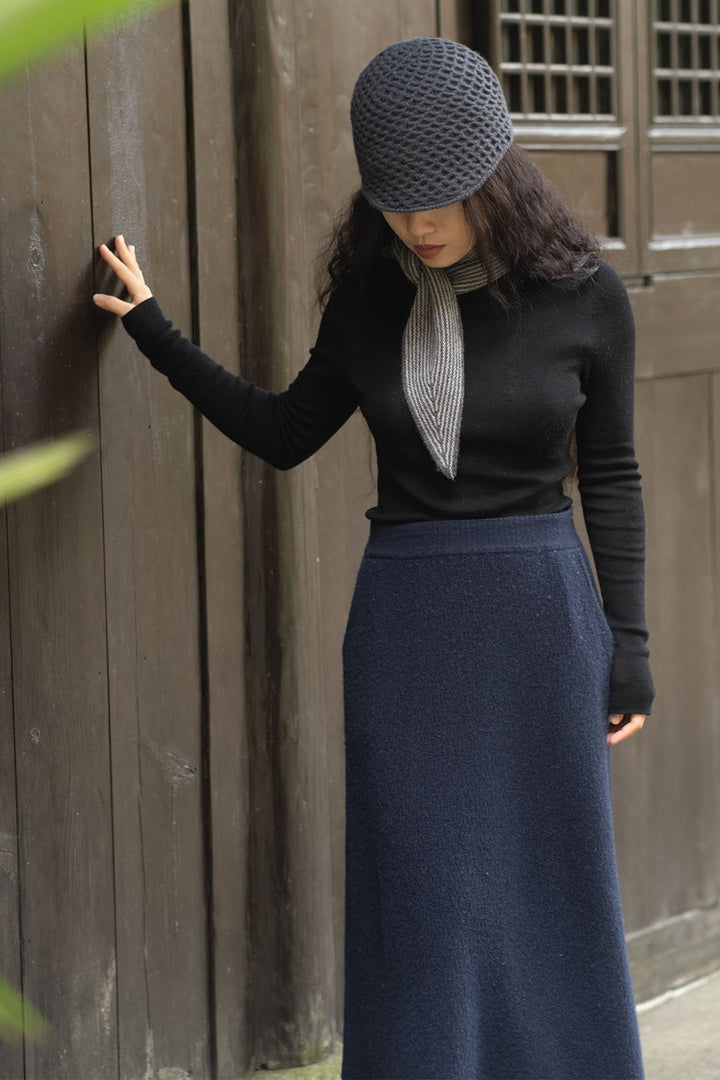Oats &amp; Rice Sailor Grey Cashmere Scarf OR25-NS03, full length, styled