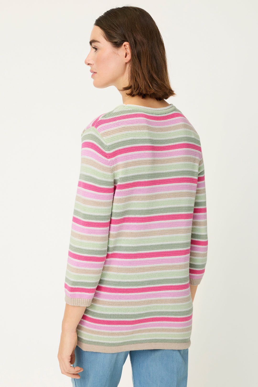 Olsen 11004823 20257 Fuschia Pink Stripe Jumper