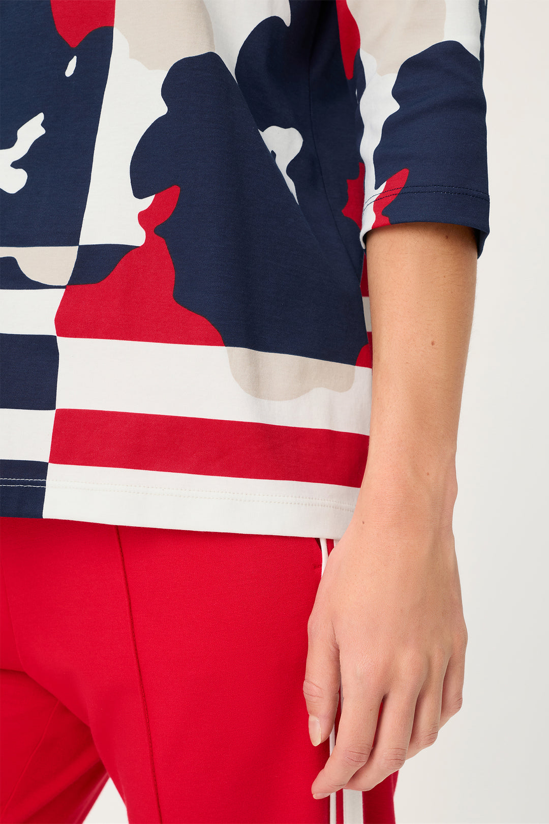 Olsen 11105333 40173 Ink Blue Print Long Sleeved T-Shirt