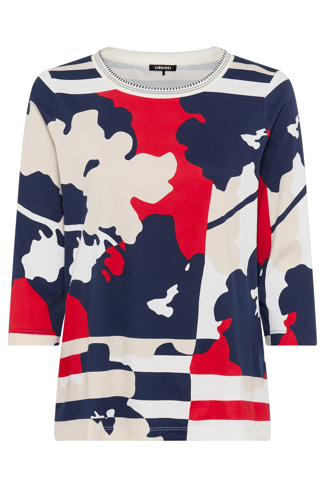 Olsen 11105333 40173 Ink Blue Print Long Sleeved T-Shirt