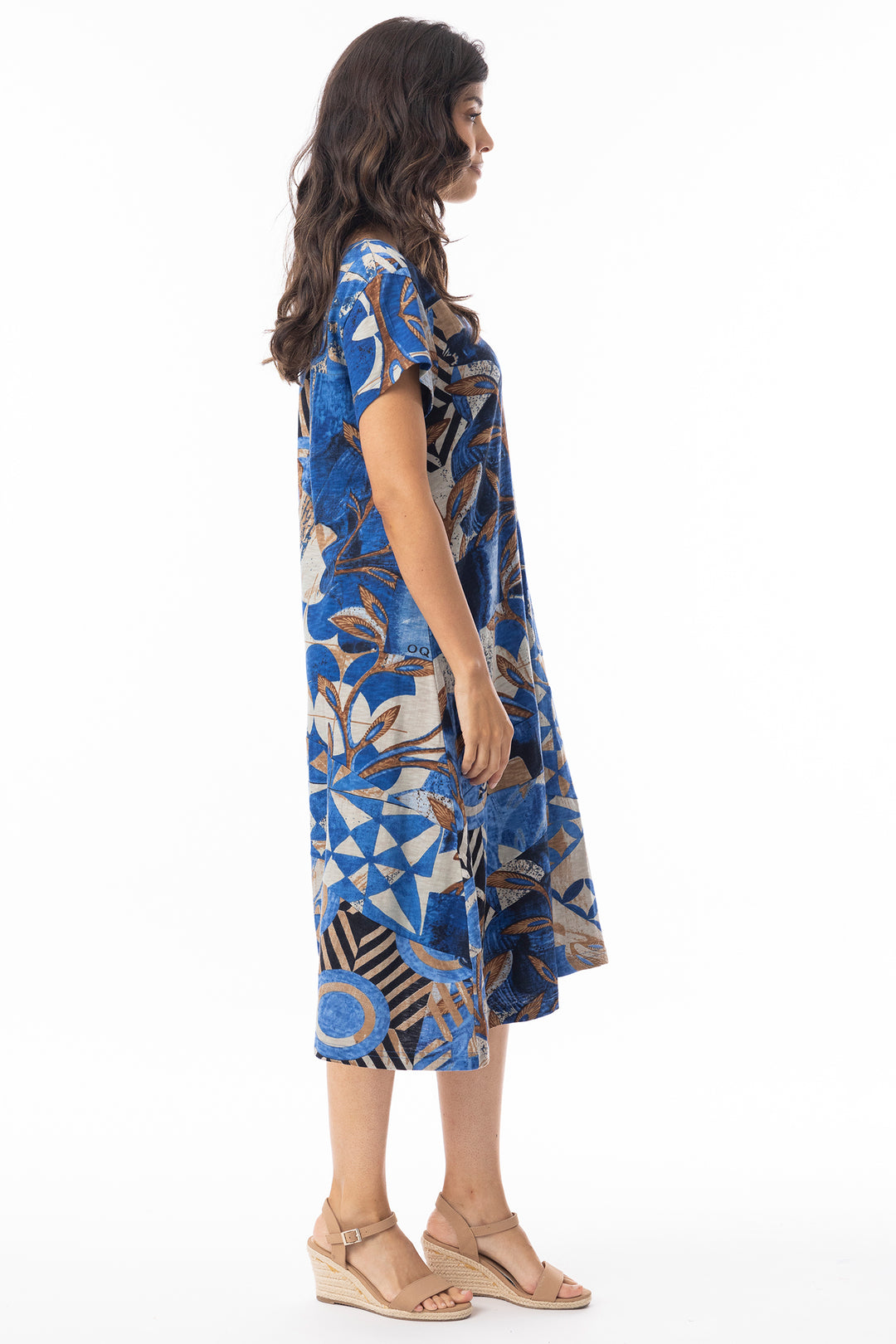 Orientique 20147 Blue Wyndham Print Flair Shift Dress
