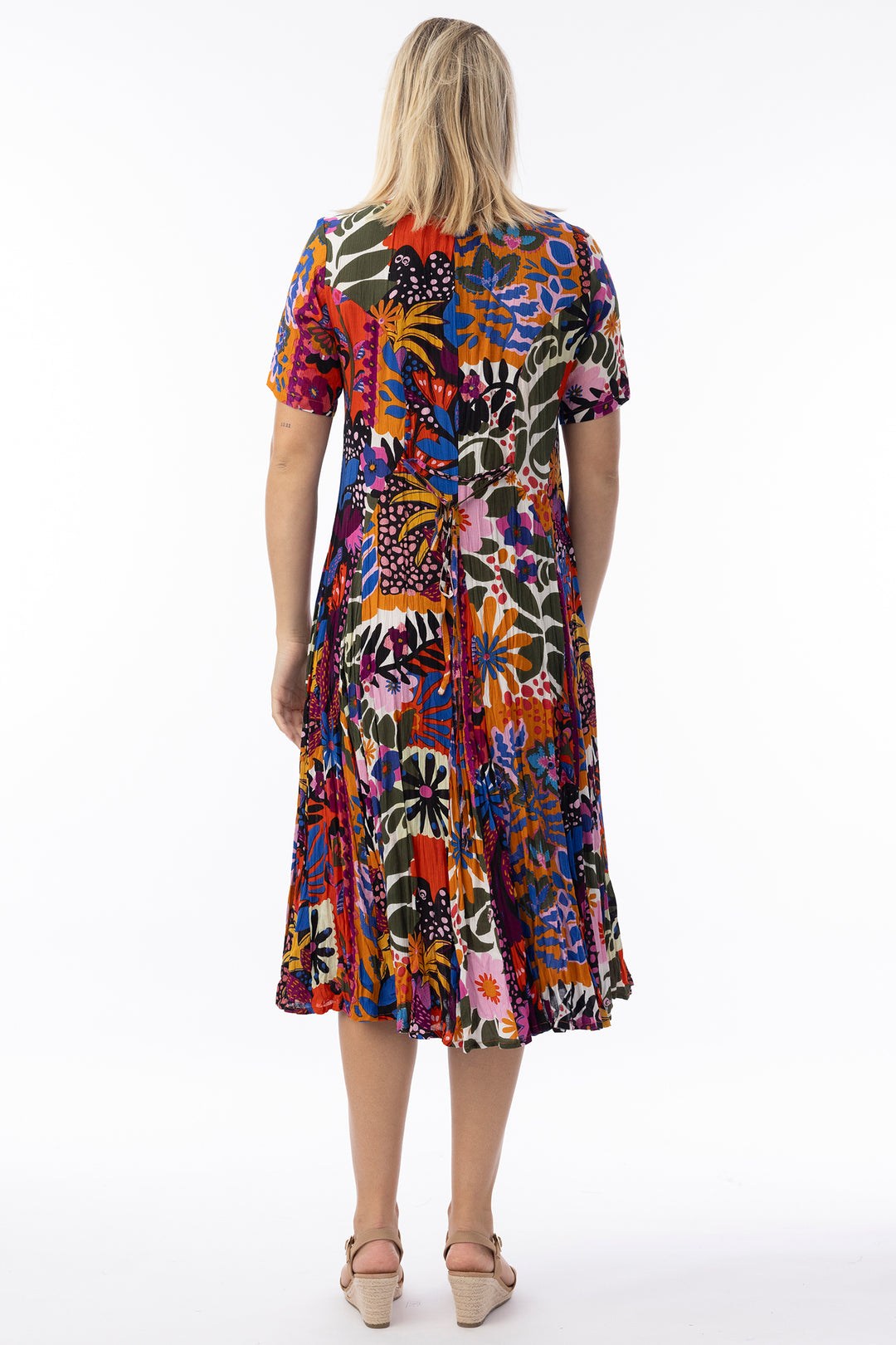 Orientique 81327 Multicolour Salvador Print Short Sleeve Godet Dress
