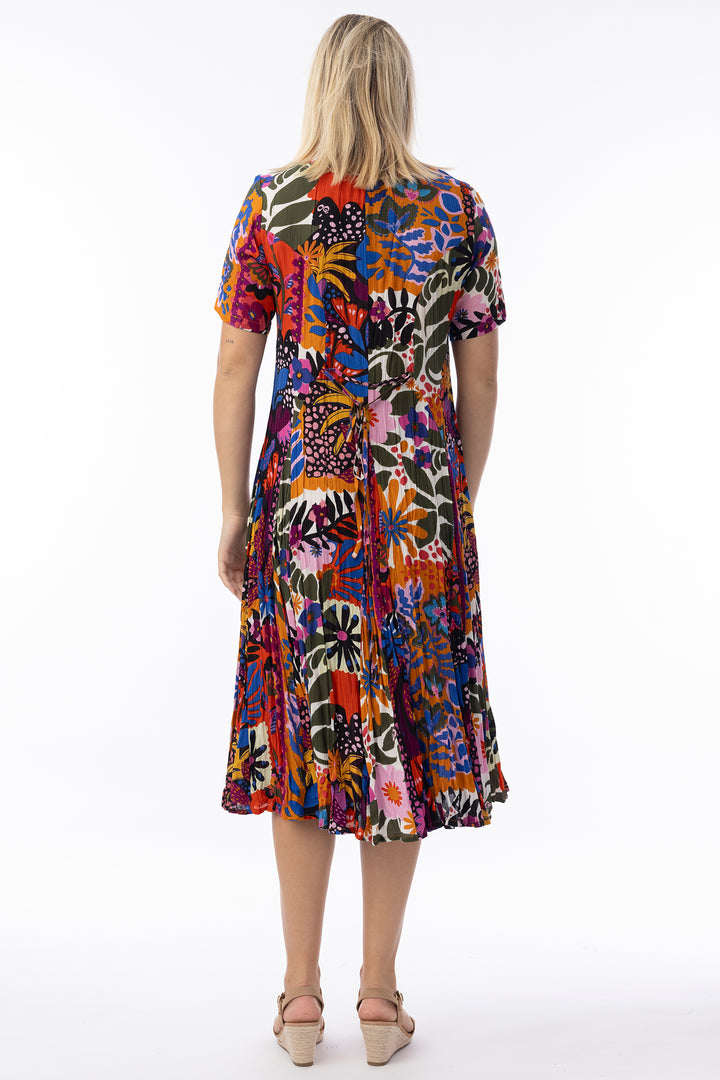Orientique 81327 Multicolour Salvador Print Short Sleeve Godet Dress