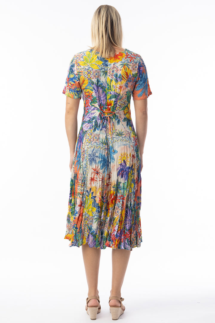 Orientique 91265 Multicolour Aruba Print Godet Dress