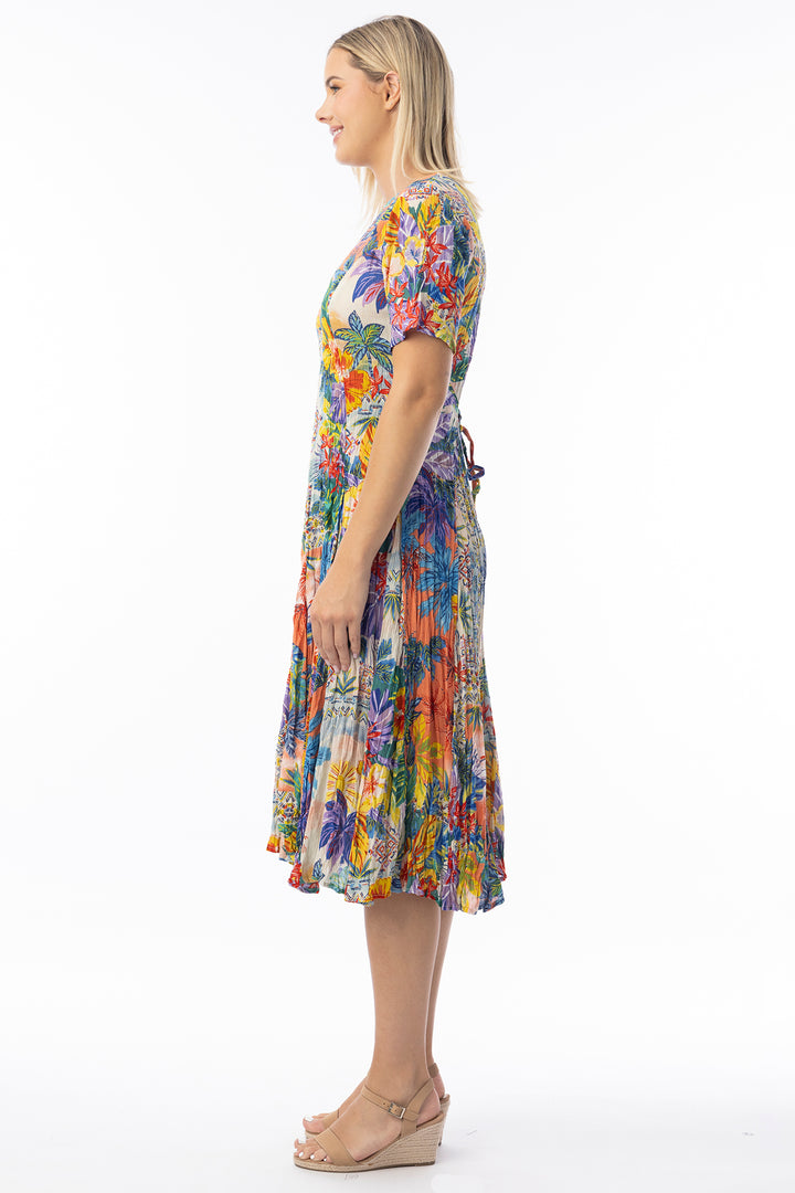 Orientique 91265 Multicolour Aruba Print Godet Dress
