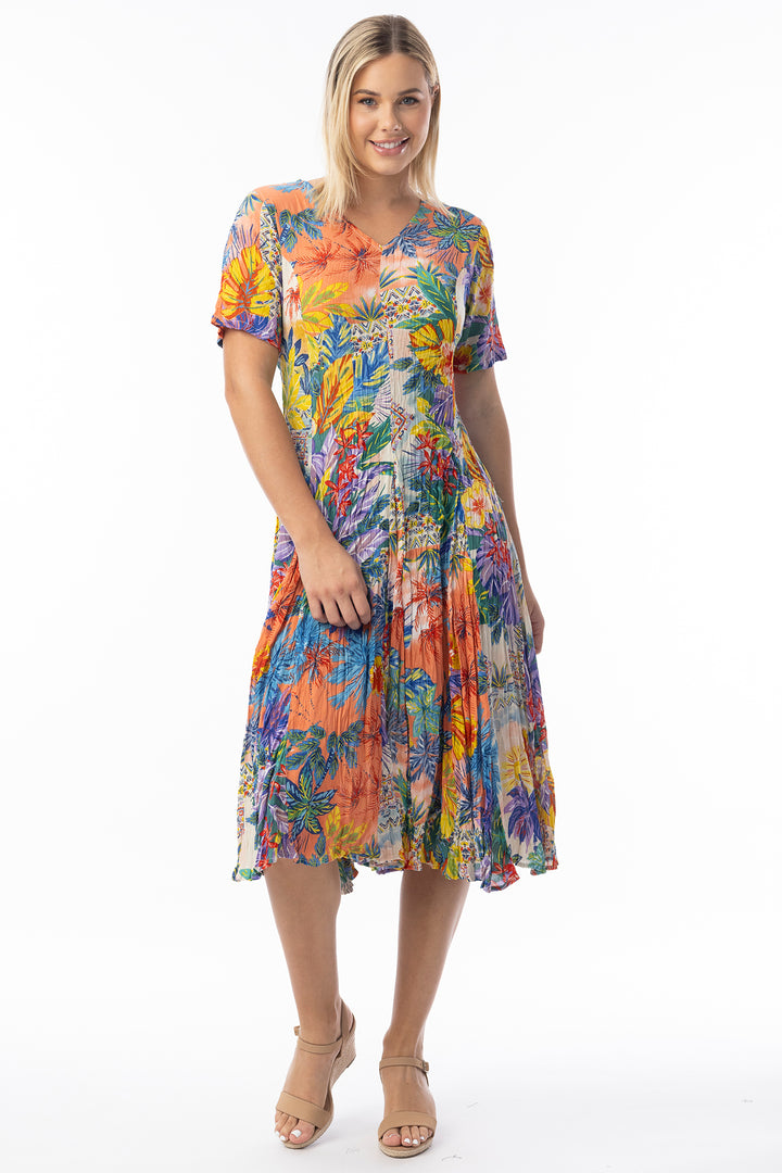 Orientique 91265 Multicolour Aruba Print Godet Dress