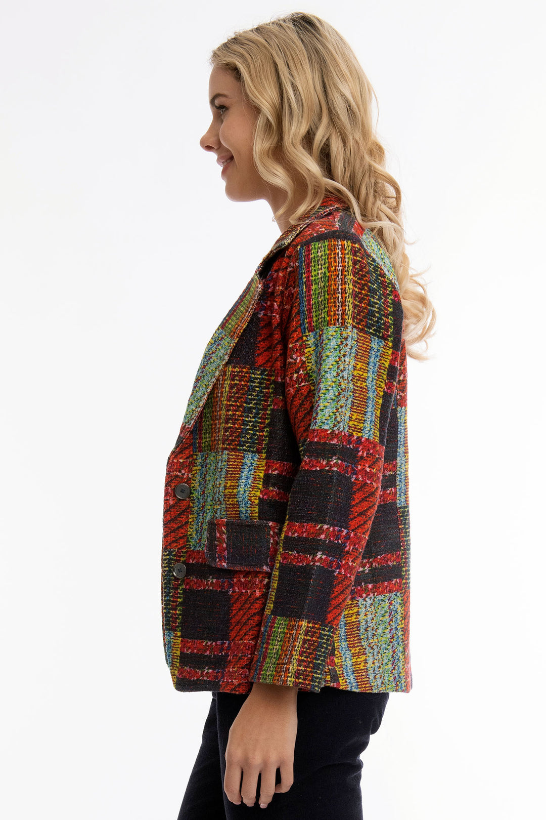 Orientique Blazer Jacket Red Multicolour Tartan 1B 62655 - Shirley Allum Boutique