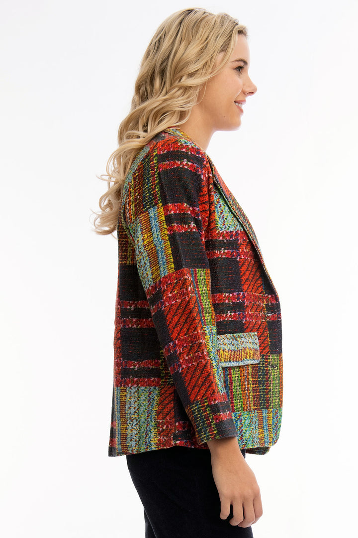 Orientique Blazer Jacket Red Multicolour Tartan 1B 62655 - Shirley Allum Boutique