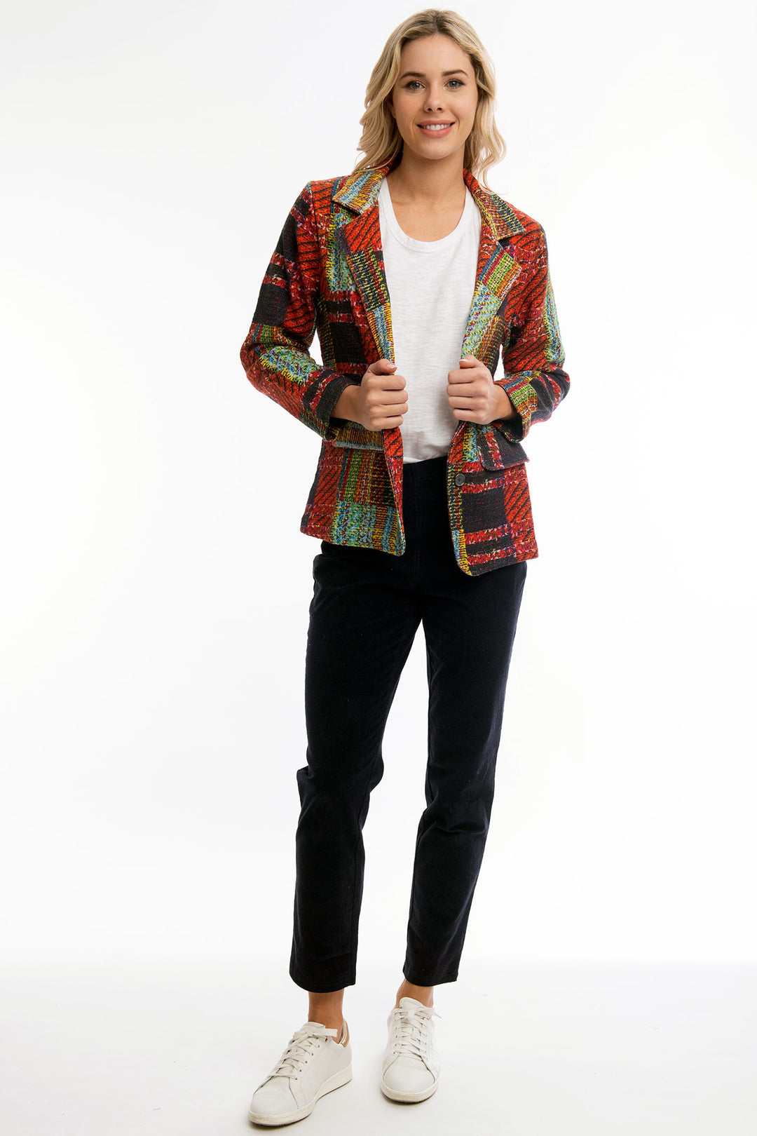 Orientique Blazer Jacket Red Multicolour Tartan 1B 62655 - Shirley Allum Boutique