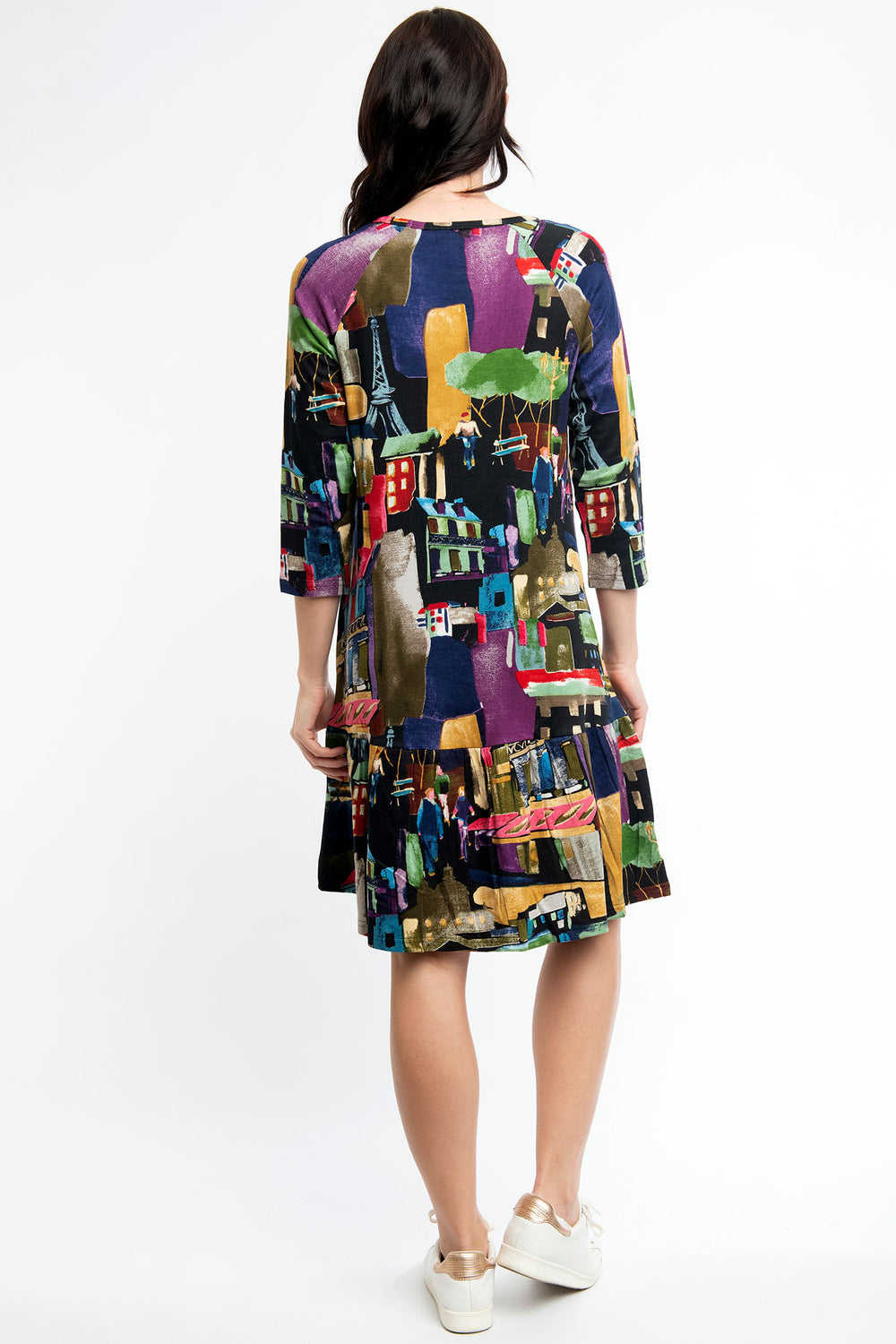 Orientique Dress Madam Butterfly Frill Hem 21097 - Shirley Allum Boutique