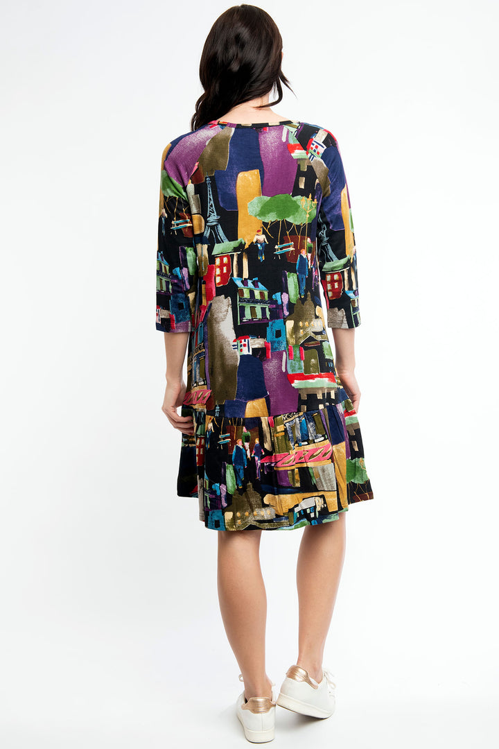 Orientique Dress Madam Butterfly Frill Hem 21097 - Shirley Allum Boutique
