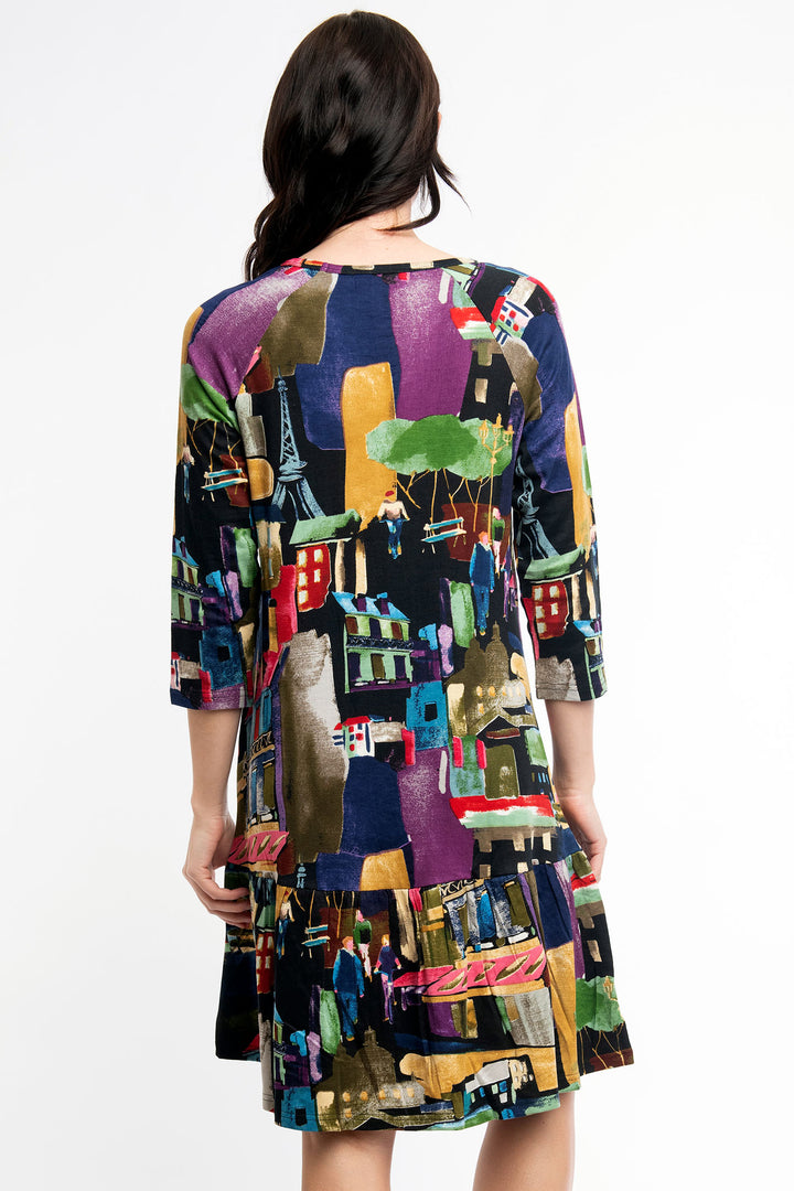 Orientique Dress Madam Butterfly Frill Hem 21097 - Shirley Allum Boutique