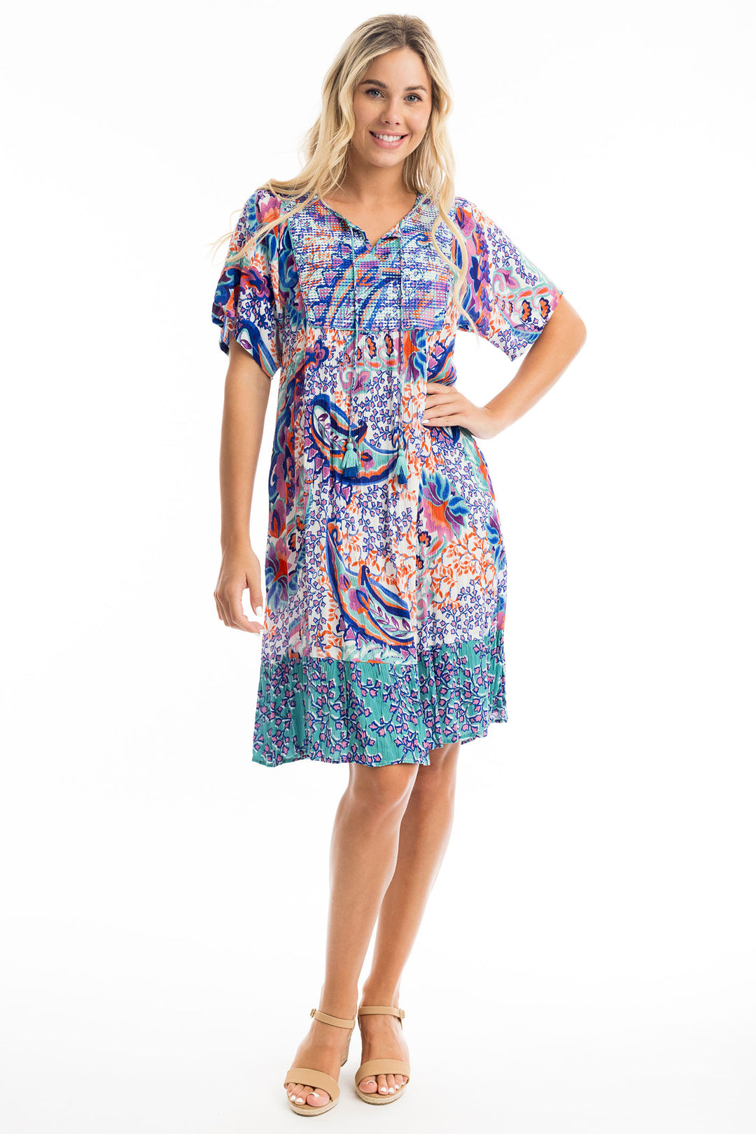 Orientique Dress Radhanagar Bib Print 81289 - Shirley Allum Boutique
