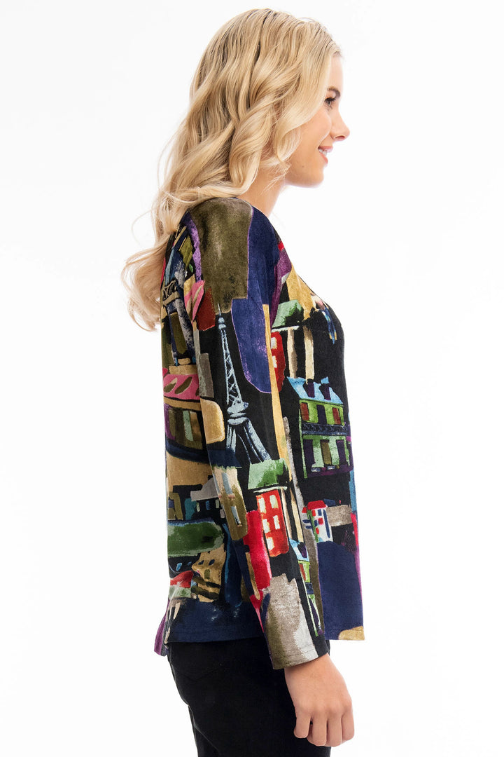 Orientique T-Shirt Raglan Multicolour Madam Butterfly Print 22947 - Shirley Allum Boutique