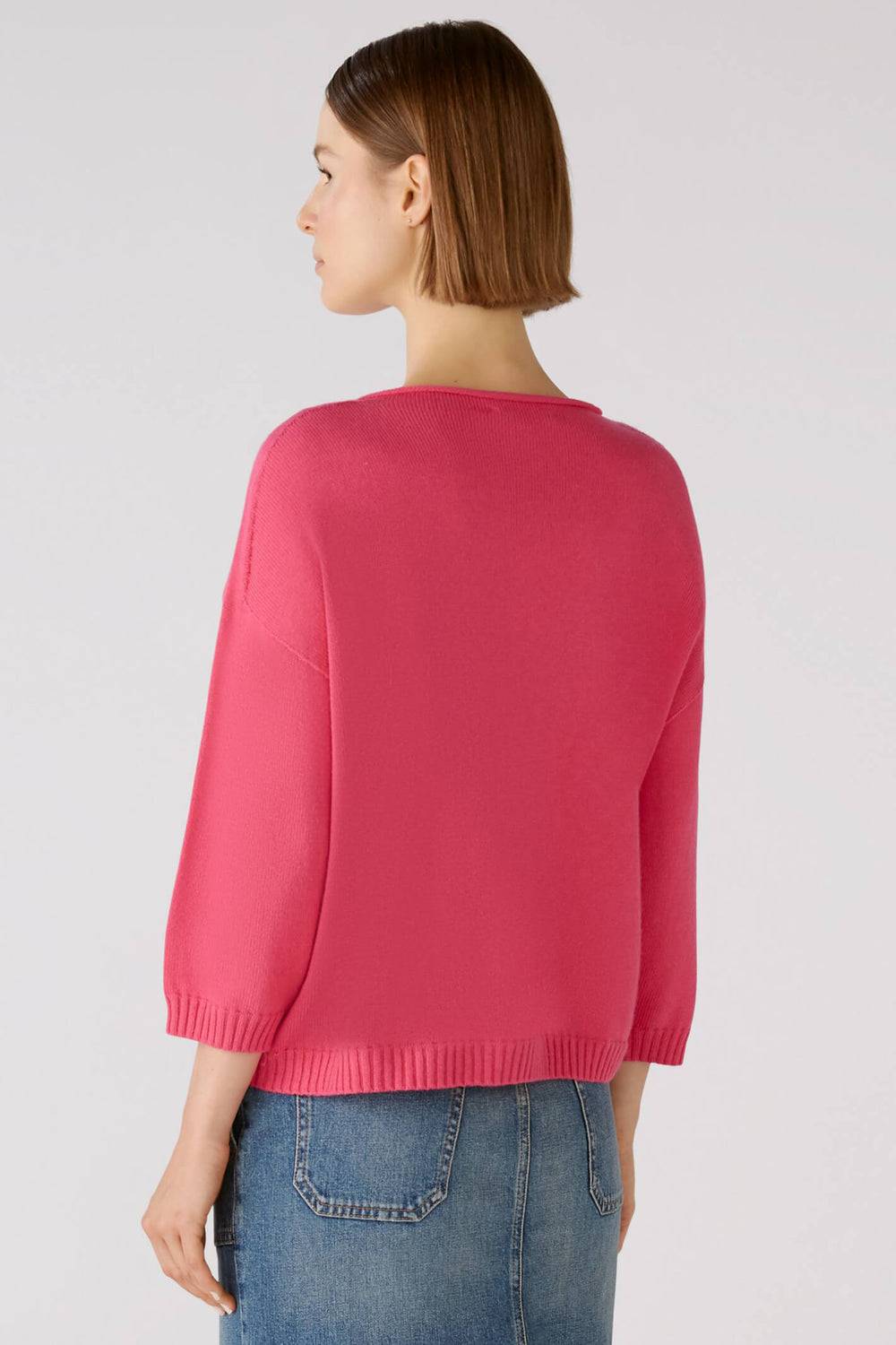 Oui 79351 3394 Pink Wide Neck Dropped Shoulder Jumper - Shirley Allum Boutique