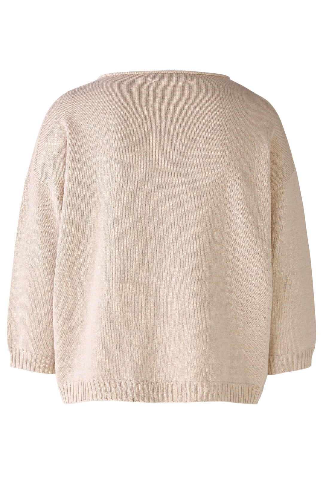 Oui 79351 7065 Light Beige Melange Wide Neck Dropped Shoulder Jumper - Shirley Allum Boutique