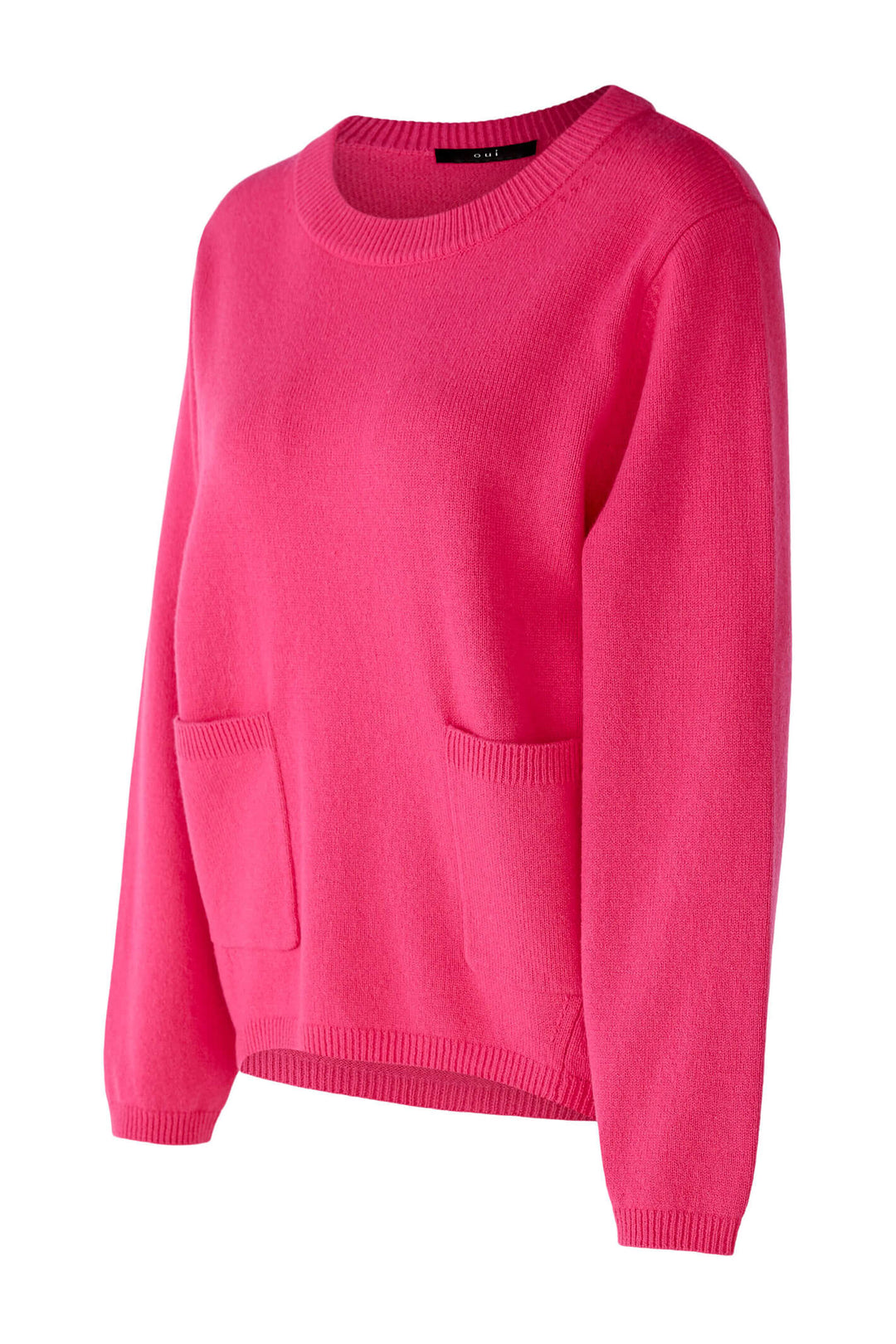 Oui 79631 3394 Pink Round Neck Patch Pocket Jumper  - Shirley Allum