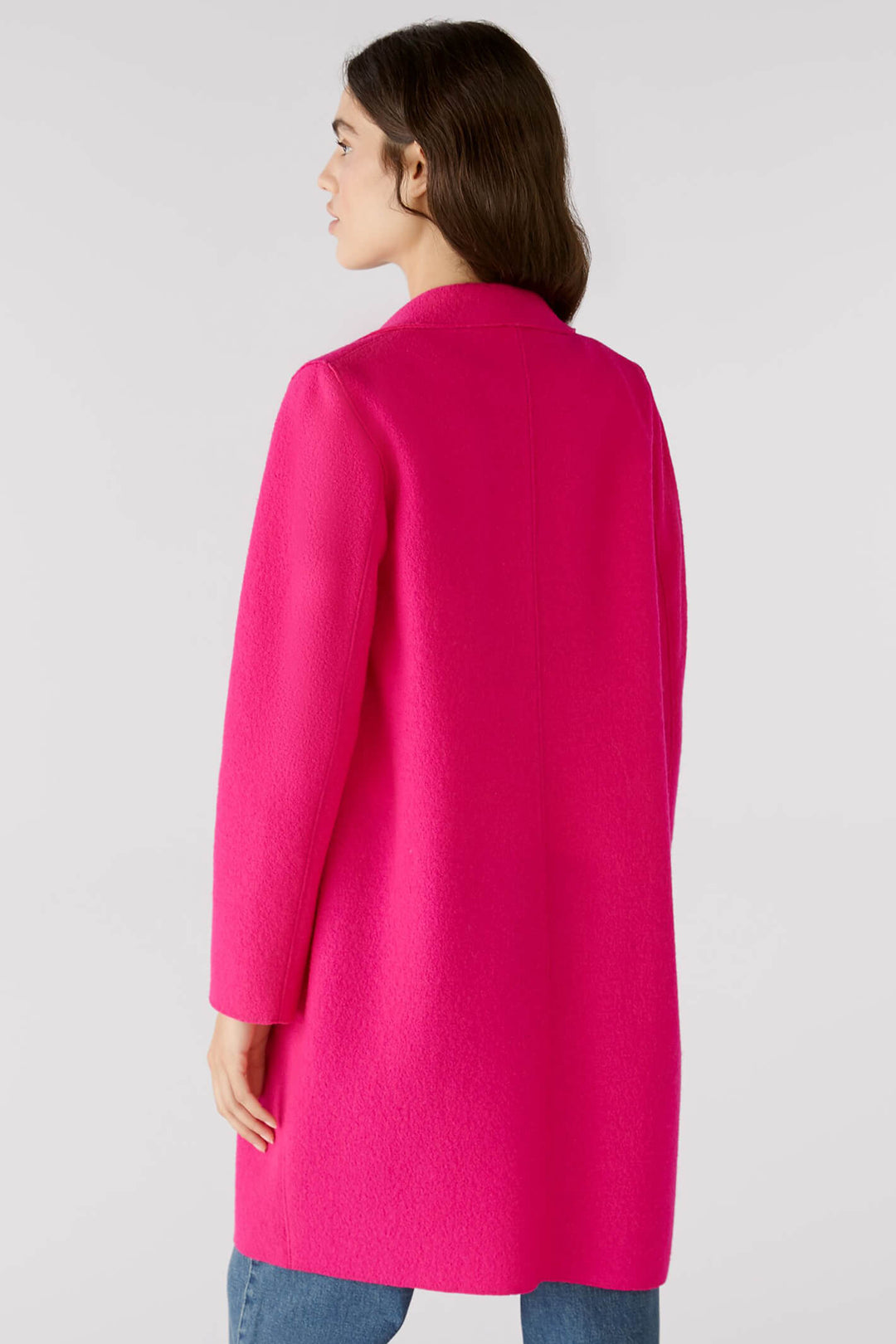 Oui 79918 3394 Mayson Pink Button Front Boiled Wool Coat - Shirley Allum Boutique