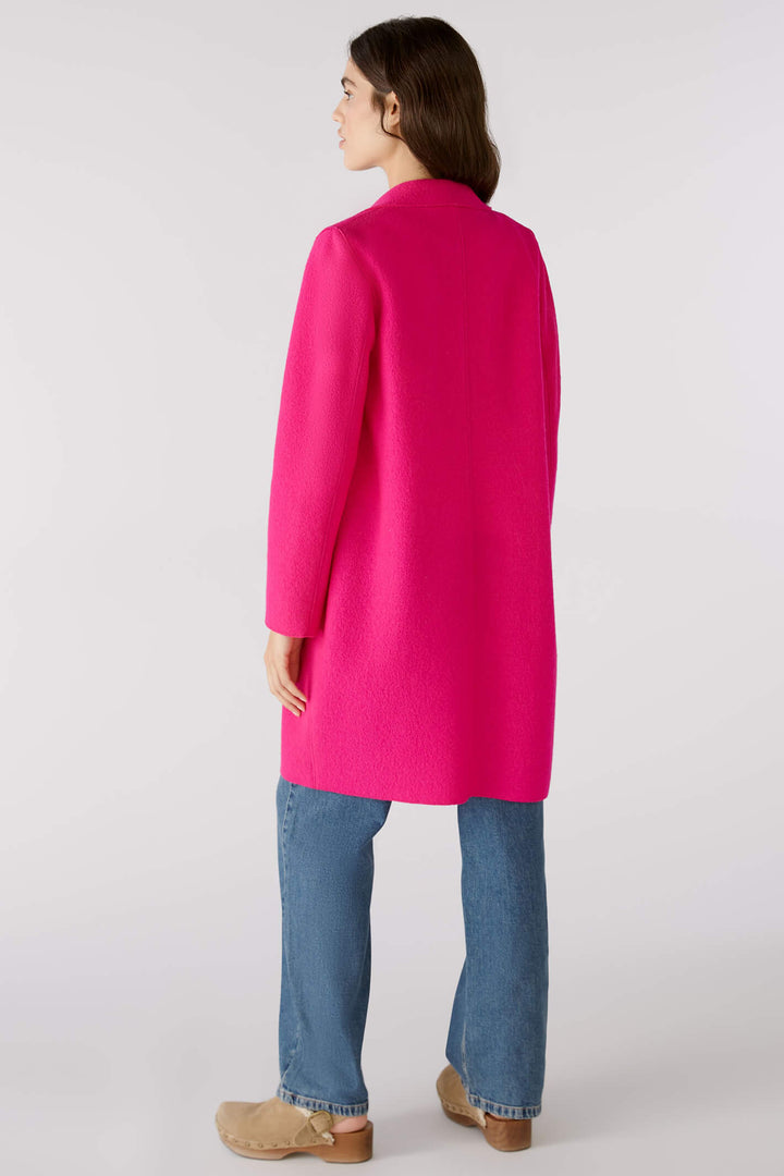 Oui 79918 3394 Mayson Pink Button Front Boiled Wool Coat - Shirley Allum Boutique